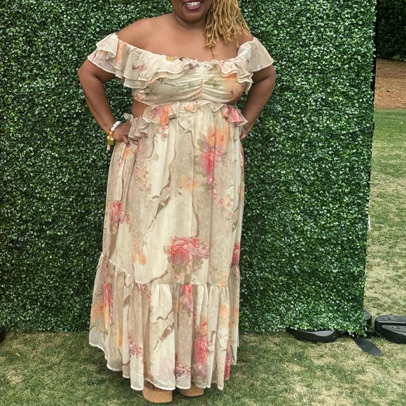 ASOS Curve Dresses & Skirts - Floral Off-Shoulder Maxi Dress for Curves